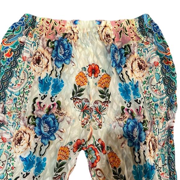 Shana Viscose Silk Pants Size Large Floral Baggy Relaxed Colorful Bohemian - Picture 3 of 8